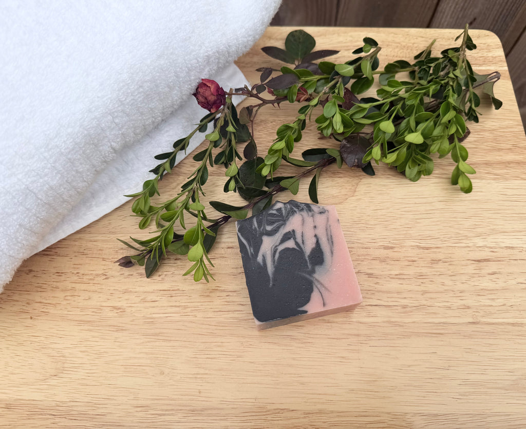 Roseclay+activated charcoal buy any of other soap for $65 and up and get 1 free of this bar