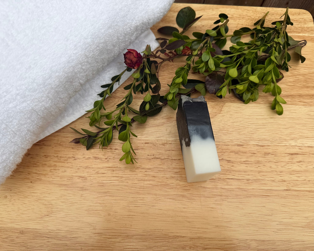 Coconut activated charcoal in eucalyptus scent